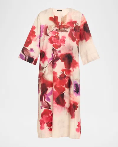 Natori Mizuki Floral-print Charmeuse Caftan In Multi