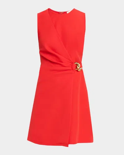 Shoshanna Lily Sleeveless Wrap-front Crepe Mini Dress In Red