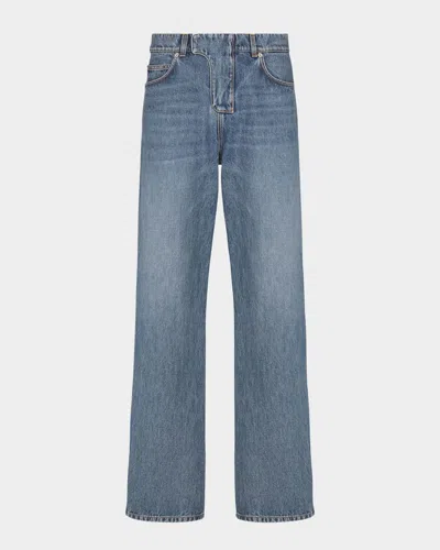 Balmain Men's Loose Fit Covered-fly Denim Jeans In Blue