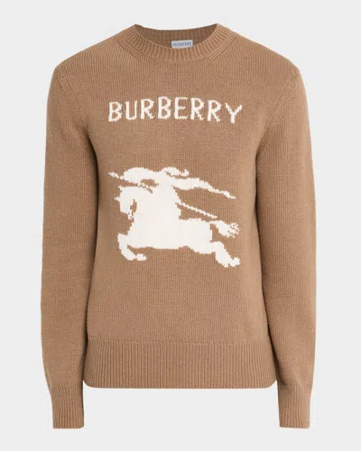 Burberry Wool And Cashmere Pullover With Ekd In Brown