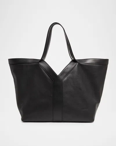 Saint Laurent Y Stitch Tote Bag In Calfskin Leather In Black