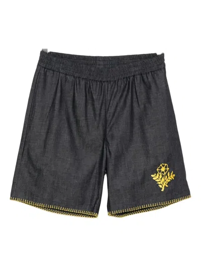 Chateau Orlando Floral-embroidered Shorts In Blue
