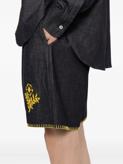 Chateau Orlando Floral-embroidered Shorts In Blue