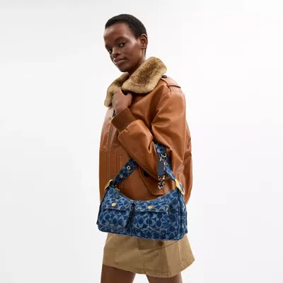 Coach Cargo Shoulder Bag In Upcrafted Signature Denim In Blue