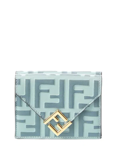 Fendi Ff Diamonds Leather Wallet In Blue