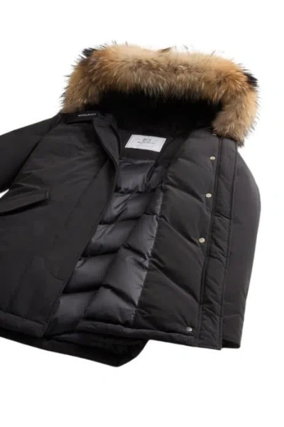 Woolrich Arctic Parka In Ramar Cloth With Removable Fur In Black