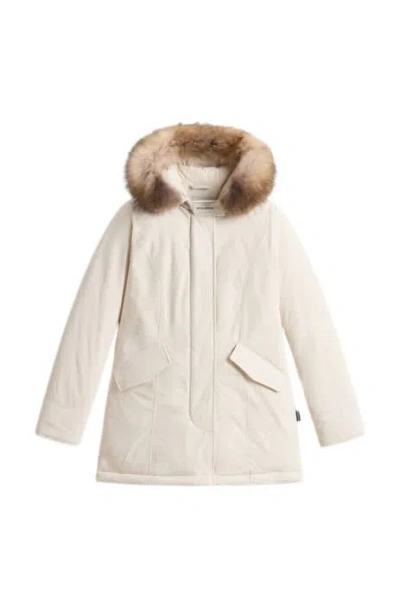 Woolrich Ivory Polyester Luxury Arctic Down Jacket In Neutral