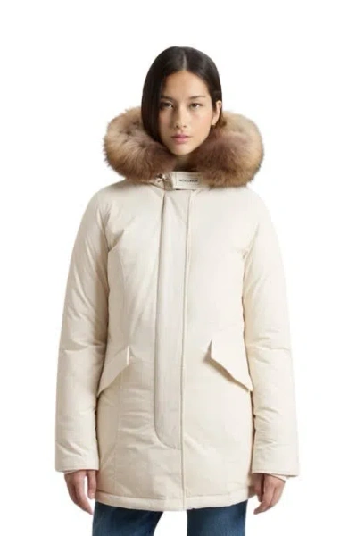 Woolrich Ivory Polyester Luxury Arctic Down Jacket In Neutral