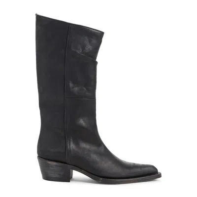 Khaite Clive Leather Mid-calf Boots In Animal Print