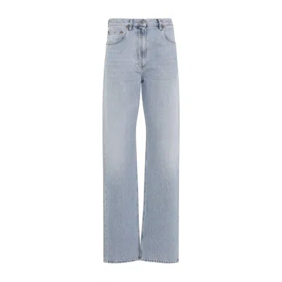 Valentino Straight Trousers With Pockets And Belt Loops In Blue