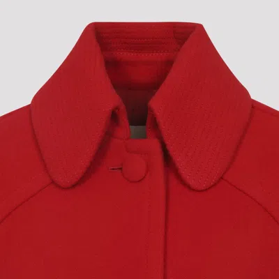 Valentino Wool Coat With Ribbed Collar And Cuffs In Red