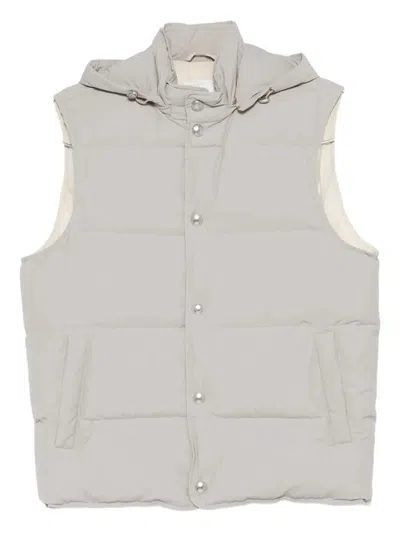 Eleventy Hooded Press-stud Fastening Gilet In Gray
