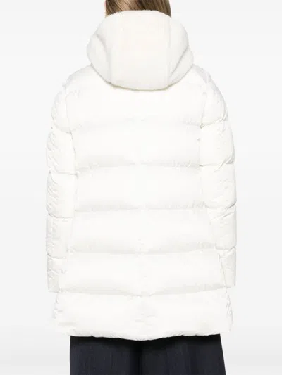 Herno A-shape Down Jacket In Satin And Lady Alternative Fur Clothing In White