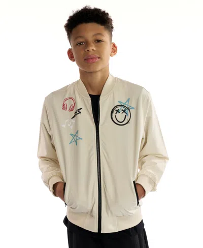 Sovereign Code Boys 5-20 Pierce Graphic Varsity Bomber Jacket In White