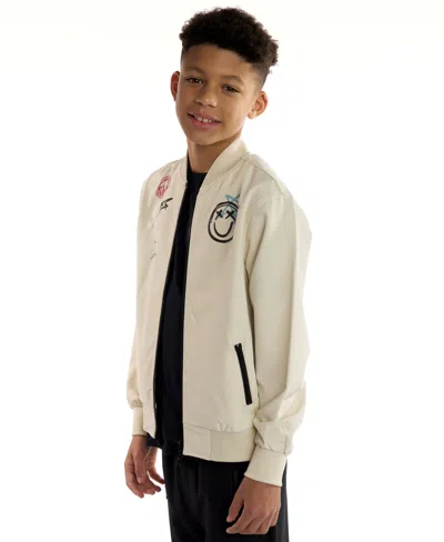 Sovereign Code Boys 5-20 Pierce Graphic Varsity Bomber Jacket In White