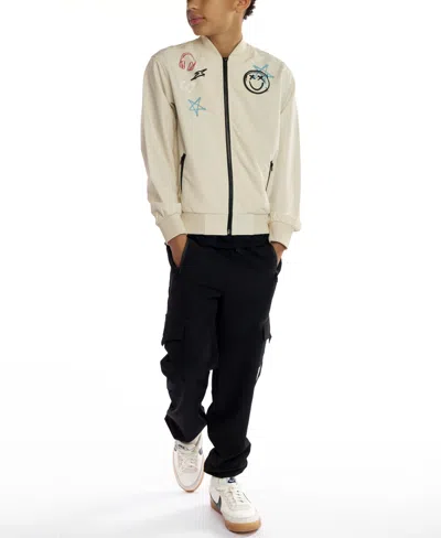 Sovereign Code Boys 5-20 Pierce Graphic Varsity Bomber Jacket In White