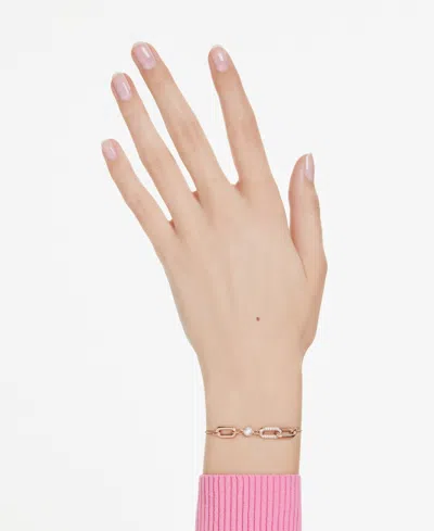 Swarovski Constella Pave Link & Pearl Slider Bracelet In Gold