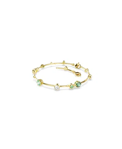 Swarovski Constella White & Green Crystal Flex Bracelet In Gold