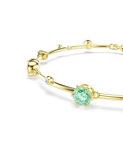 Swarovski Constella White & Green Crystal Flex Bracelet In Gold