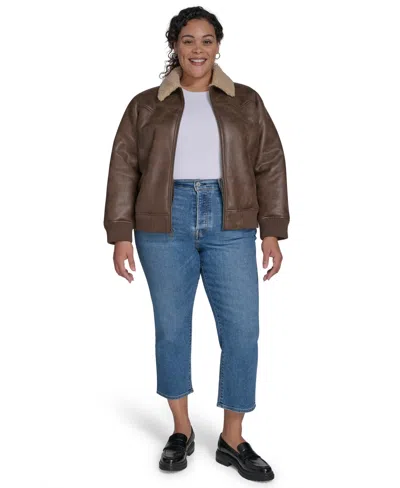 Levi's Plus Size Long Sleeves Western Bomber Jacket In Brown