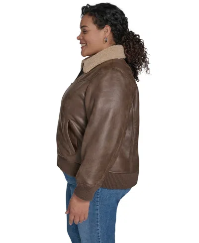 Levi's Plus Size Long Sleeves Western Bomber Jacket In Brown