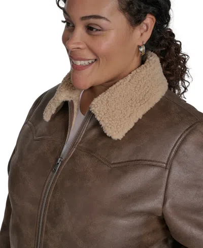 Levi's Plus Size Long Sleeves Western Bomber Jacket In Brown