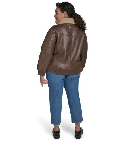 Levi's Plus Size Long Sleeves Western Bomber Jacket In Brown