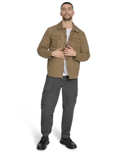 Levi's Faux Suede Shacket In Gold