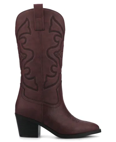 Journee Collection Womens Chantry Stacked Heel Dress Boots In Burgundy
