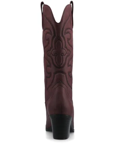 Journee Collection Womens Chantry Stacked Heel Dress Boots In Burgundy
