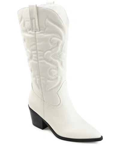 Journee Collection Womens Chantry Stacked Heel Dress Boots In White