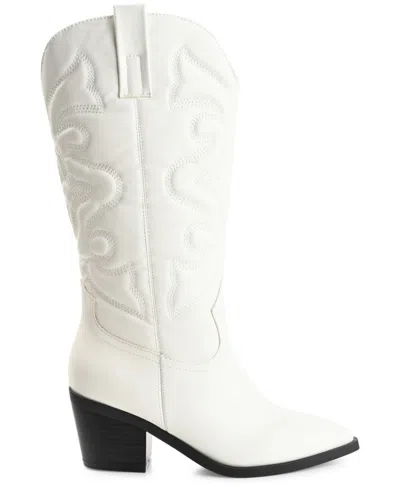 Journee Collection Womens Chantry Stacked Heel Dress Boots In White
