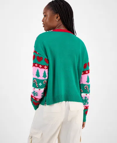 Hooked Up By Iot Juniors' Llama Pullover Holiday Sweater In Multi