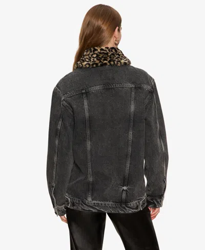 Sanctuary Boyfriend Trucker Jacket In Black Denim In Black