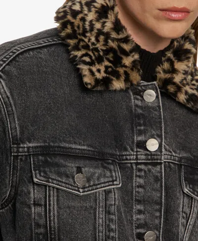 Sanctuary Boyfriend Trucker Jacket In Black Denim In Black