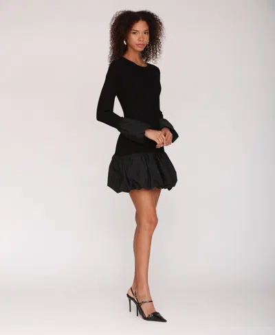 Avec Les Filles Women's Bubble Trim Sweater Dress In Black