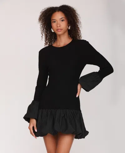 Avec Les Filles Women's Bubble Trim Sweater Dress In Black