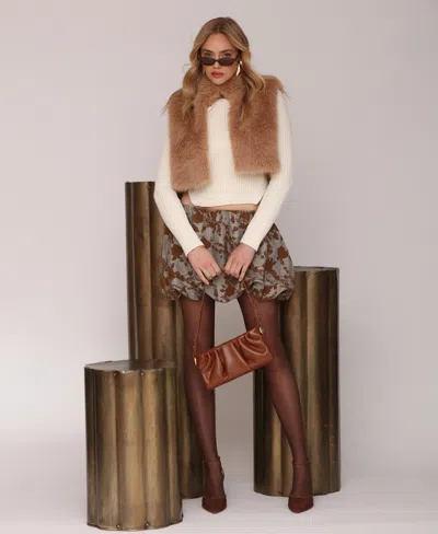 Avec Les Filles Women's Sleeveless Cropped Vest In Brown