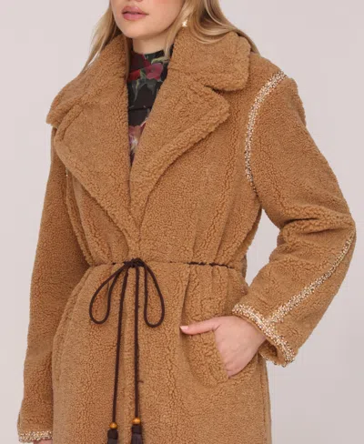 Avec Les Filles Embellished Belted Oversized Coat In Brown
