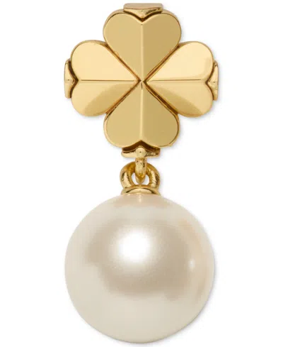 Kate Spade Imitation Pearl And Cubic Zirconia Flower Drop Earrings In Gold