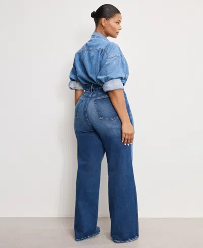 Good American Women's Soft Tech Skate Wide Leg Jeans, Regular And Plus Size In Blue