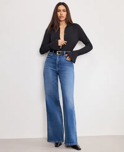 Good American Women's Soft Tech Skate Wide Leg Jeans, Regular And Plus Size In Blue