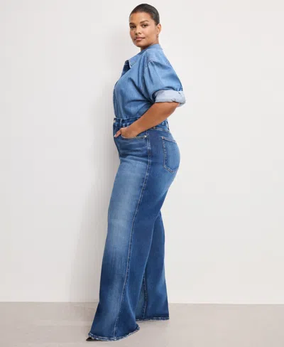 Good American Women's Soft Tech Skate Wide Leg Jeans, Regular And Plus Size In Blue
