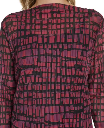 Calvin Klein Petite Printed Long Sleeve Top In Burgundy