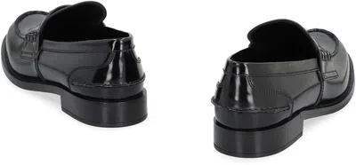 Prada Women Brushed Leather Loafers In Black