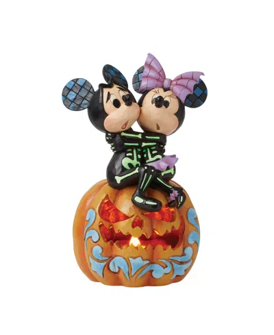 Jim Shore Disney Traditions Mickey And Minnie Scared Skeletons In Multi