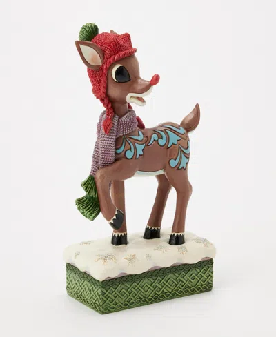 Jim Shore Rudolph With Knit Hat In Brown