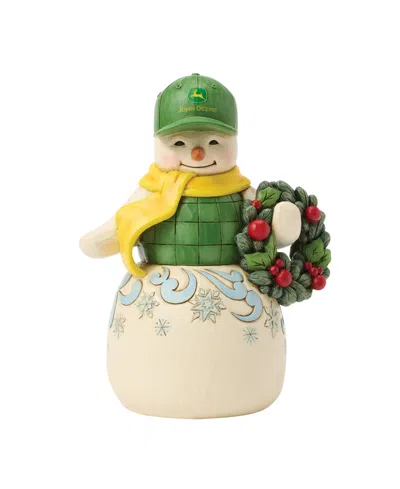 Jim Shore John Deere Snowman In John Deere Hat In Multi