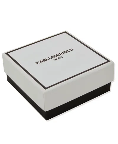 Karl Lagerfeld 2-pc. Imitation Pearl Silver-tone Logo Necklace And Earrings Set In Metallic