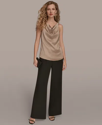 Donna Karan Women's Charmeuse Cowl Neck Tank Top In Brown